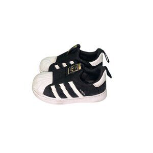 Adidas Superstar Toddler Shoes Black White Slip On Sneakers Size 5K